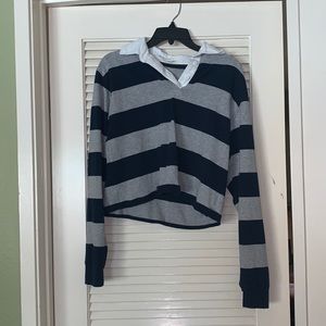 john galt collard blue & grey long sleeve - small